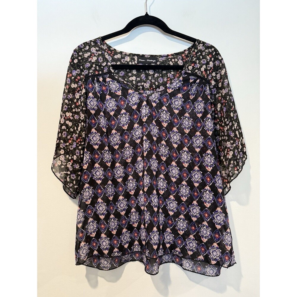 Mason+Mackenzie Blouse Medium Floral Sheer Lightweight Boho Work Travel Indie